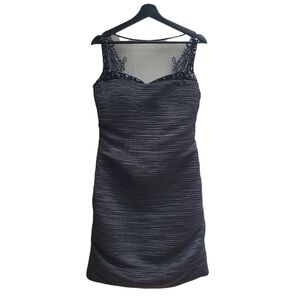 Saboroma Formal and Elegant Short Little Black Dress, Beading Mesh, Size Small